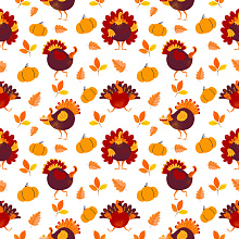 Seamless 3D Pattern PBR Texture with Playful Thanksgiving Turkeys and Autumn Motifs texture preview