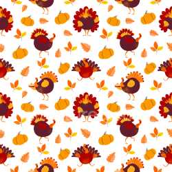 Pattern Bundle - Seamless 3D Pattern PBR Texture with Playful Thanksgiving Turkeys and Autumn Motifs texture preview