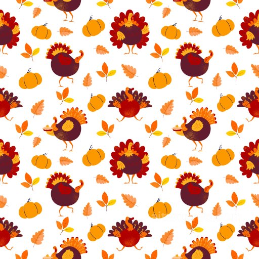 Pattern PBR Texture with Playful Thanksgiving Turkeys and Autumn Motifs seamless Pattern Bundle PBR texture