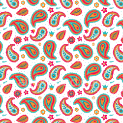 seamless Seamless 3D PBR Fabric Texture Featuring Vibrant Retro Paisley Motifs texture 8k free download PBR