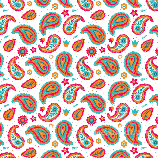 Fabric Texture Featuring Vibrant Retro Paisley Motifs seamless Retro Paisley PBR texture