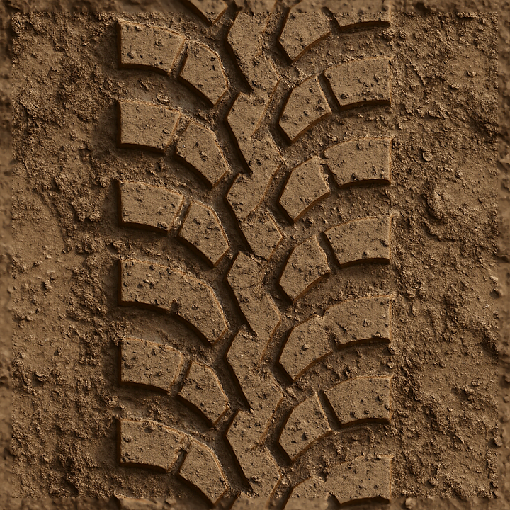 Tire Print With Deep Tread Pattern Repeat For Realistic Offroad Use Asp… seamless PBR texture preview