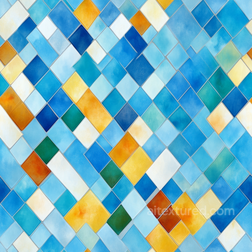 Ceramic Mosaic Texture with Mediterranean Blues and Warm Accents seamless Mosaic PBR texture