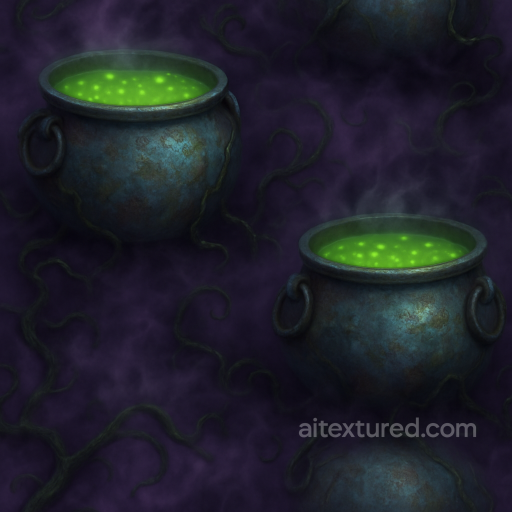 Witch Brew Liquid In Cauldron Metal With Eerie Reflections seamless Halloween PBR texture