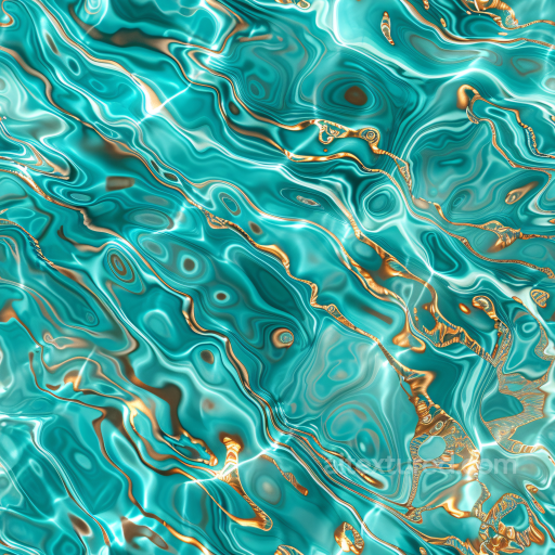 Water PBR Texture Featuring Turquoise Waves with Golden Light Streaks seamless Water PBR texture