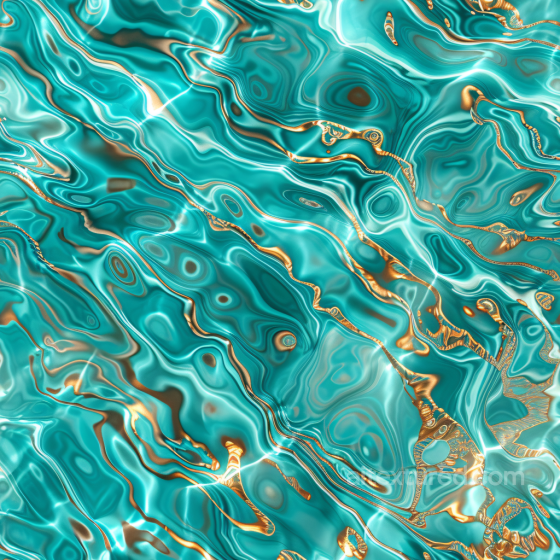 Water PBR Texture Featuring Turquoise Waves with Golden Light Streaks Water texture preview
