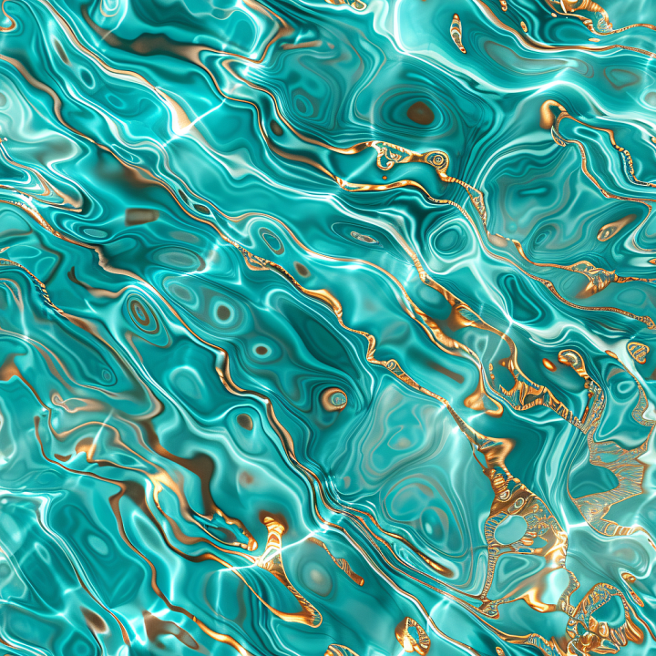 Water Featuring Turquoise Waves with Golden Light Streaks seamless PBR texture preview