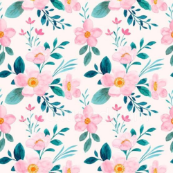 seamless Seamless 3D PBR Pink Flower Watercolor Floral Fabric Texture with Soft Pastels texture 8k free download PBR