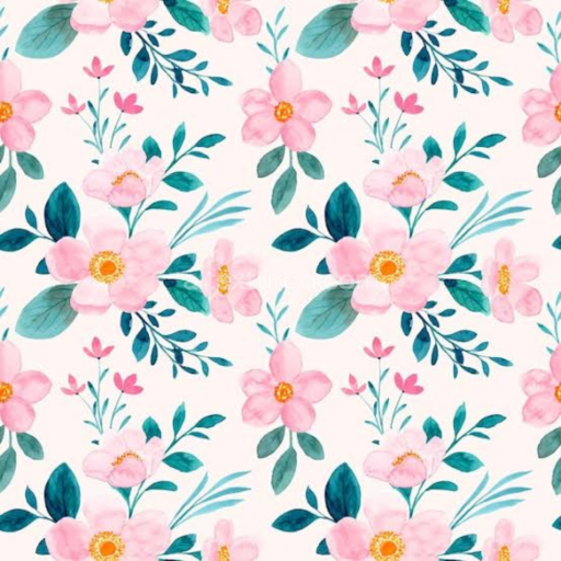 Seamless 3D PBR Pink Flower Watercolor Floral Fabric Texture with Soft Pastels