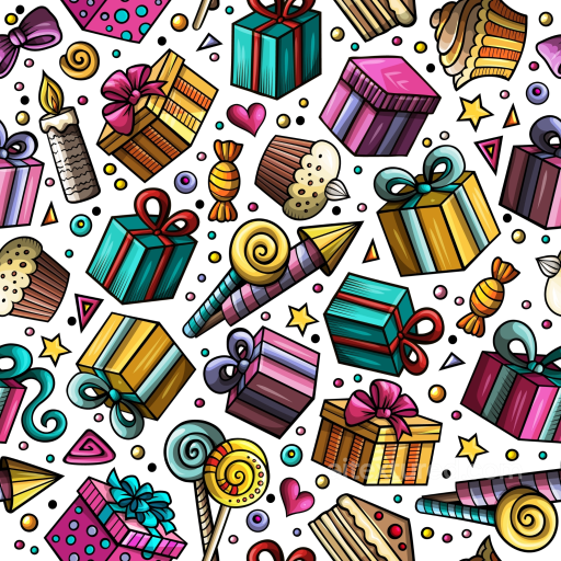 Colorful Birthday Gifts and Candies Pattern Seamless Texture seamless Birthday PBR texture