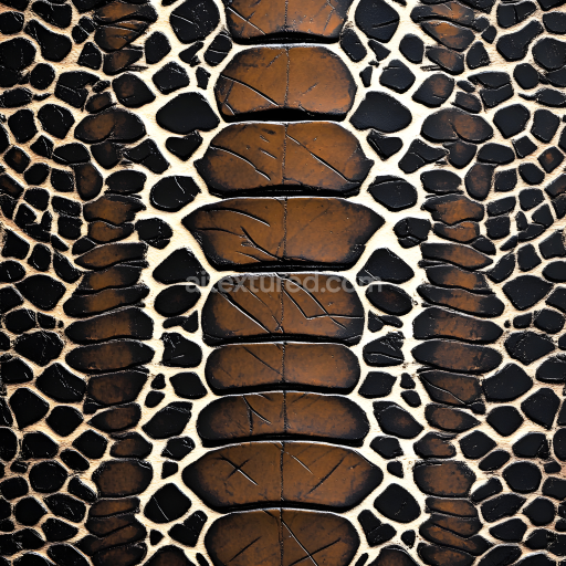 Seamless 3D PBR Texture of Reptile Skin with Detailed Cracked Brown and Black Scales