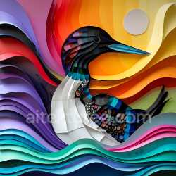 seamless Seamless 3D PBR Texture Featuring Stylized Colorful Common Loon Layers texture 8k free download PBR