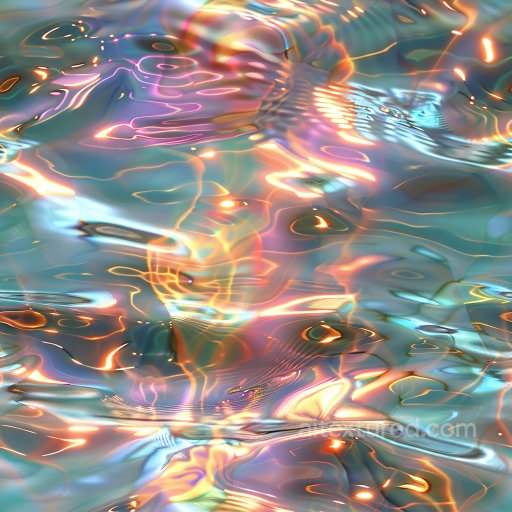 Seamless 3D PBR Glossy Iridescent Liquid Surface Texture with Colorful Highlights texture preview