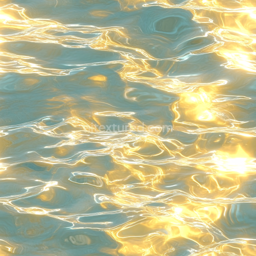 Preview — Seamless 3D Water PBR Texture with Golden Sunlit Rippling Surface