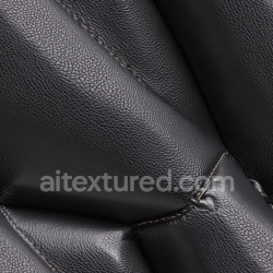 seamless Seamless 3D black grainy leather PBR texture with stitched upholstery folds texture 8k free download PBR