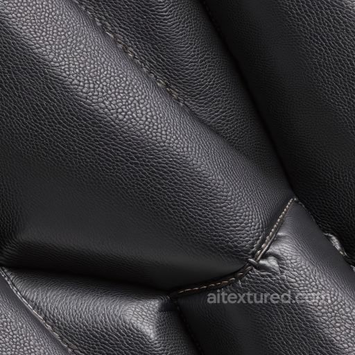 black grainy leather PBR texture with stitched upholstery folds seamless Leather PBR texture