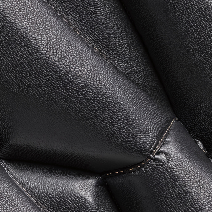 Black Grainy Leather With Stitched Upholstery Folds seamless PBR texture preview