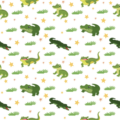 Pattern Bundle - Seamless 3D Pattern PBR Texture with Playful Crocodile Motifs and Cartoon Grass texture preview