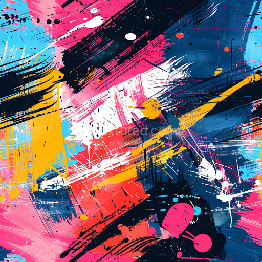 Seamless 3D PBR Texture of Vivid Abstract Urban Graffiti with Dynamic Color Splashes