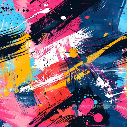 Seamless 3D PBR Texture of Vivid Abstract Urban Graffiti with Dynamic Color Splashes texture preview