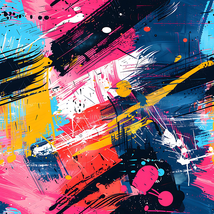 Vivid Abstract Urban Graffiti with Dynamic Color Splashes seamless PBR texture preview