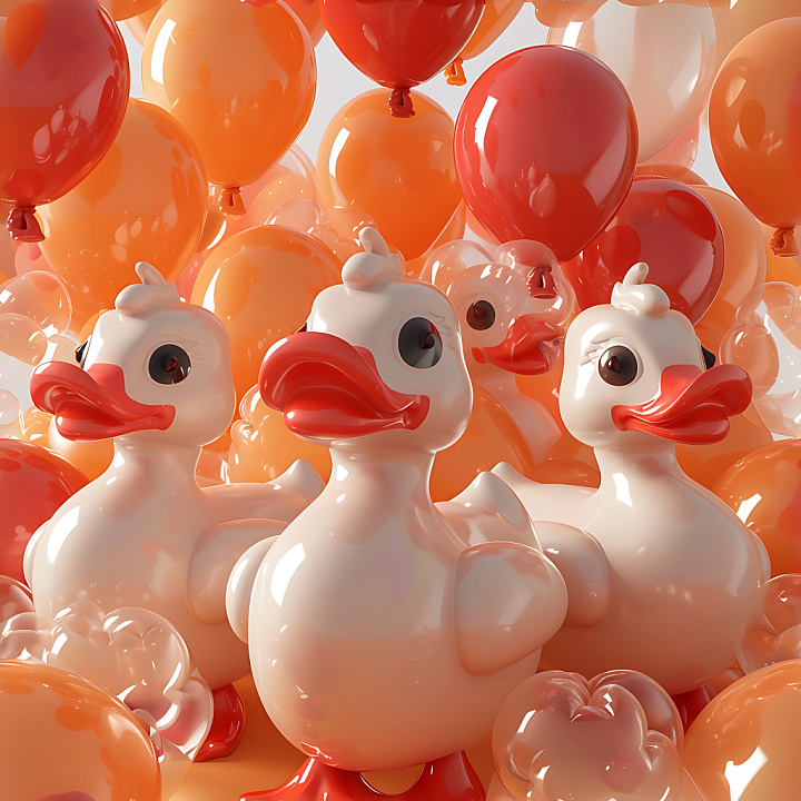 Inflated Glossy Balloon Surface in Orange and Red seamless PBR texture preview