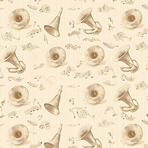 Vintage Scrapbook Texture of Vintage Music Paper with Hand-Drawn Instruments seamless Vintage Scrapbook PBR texture