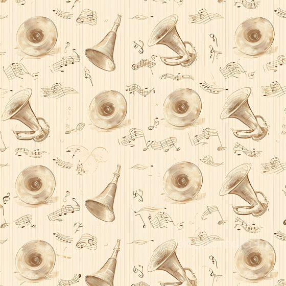 Vintage Scrapbook Texture of Vintage Music Paper with Hand-Drawn Instruments Vintage Scrapbook texture preview