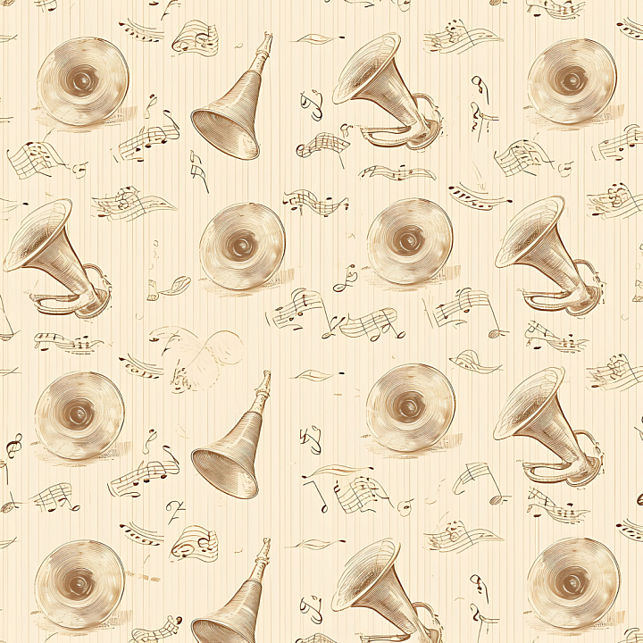 Vintage Scrapbook of Vintage Music Paper with Hand-Drawn Instruments seamless PBR texture preview