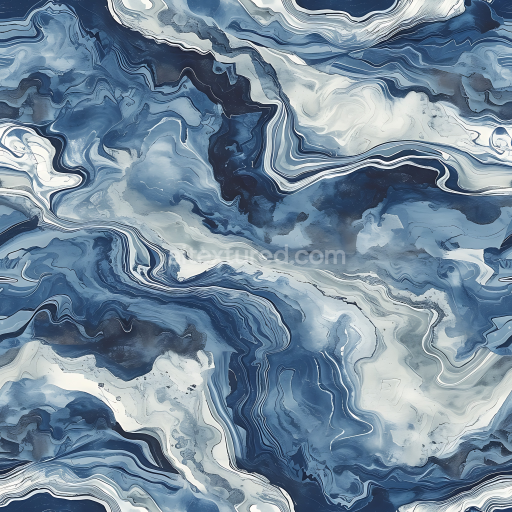 Seamless Blue Jean Natural Marble 3D PBR Texture with Fluid Veins