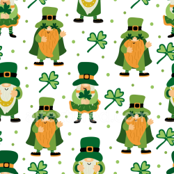 seamless Seamless 3D PBR texture featuring St Patrick gnomes and shamrocks pattern texture 8k free download PBR