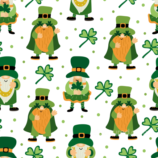 Featuring St Patrick Gnomes And Shamrocks Pattern seamless St patrick PBR texture