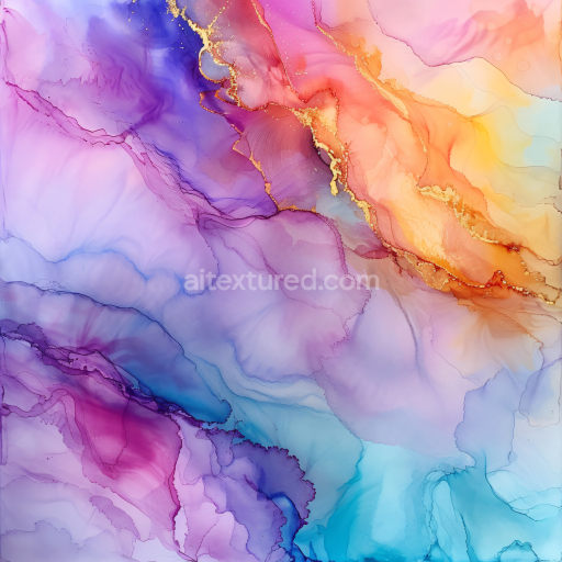 Preview — Seamless 3D Alcohol Ink PBR Texture Featuring Violet and Orange Fluid Swirls