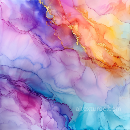 Alcohol Ink PBR Texture Featuring Violet and Orange Fluid Swirls texture preview