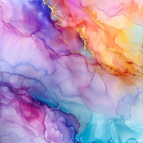 Alcohol Ink PBR Texture Featuring Violet and Orange Fluid Swirls Alcohol ink texture preview