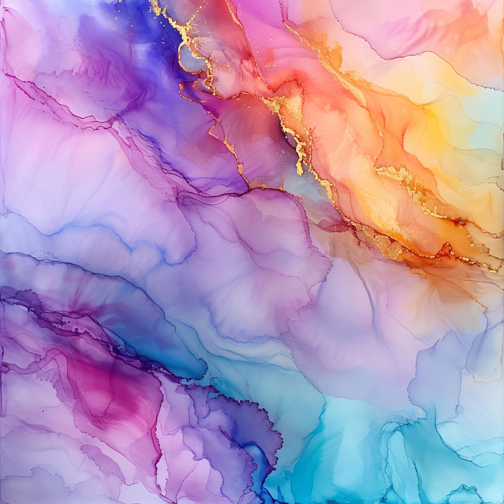 Alcohol Ink Featuring Violet and Orange Fluid Swirls seamless PBR texture preview
