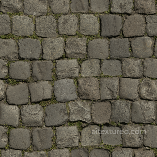Cobblestone Floor Cobblestone - Cobblestone Stacked Pavement Floor Outdoor seamless Moss PBR texture