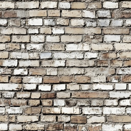 Cracked Beige and White Aged Brick Wall Texture seamless Brick PBR texture