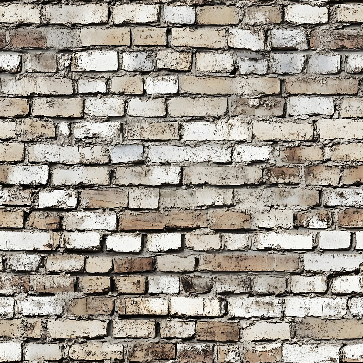 Cracked Beige and White Aged Brick Wall seamless PBR texture preview