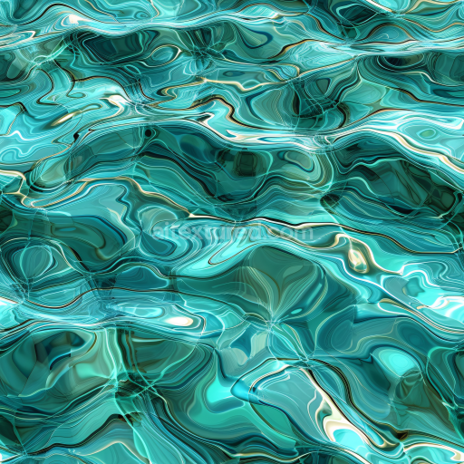 Seamless 3D PBR Stylized Turquoise Water Texture with Flowing Wave Patterns