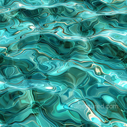 Stylized Turquoise Water Texture with Flowing Wave Patterns seamless Water PBR texture