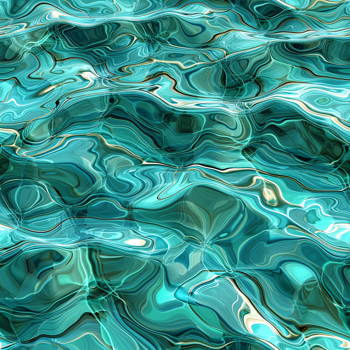 Stylized Turquoise Water with Flowing Wave Patterns seamless PBR texture preview