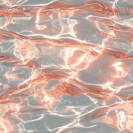 Seamless Stylized Reflective 3D Water PBR Texture with Warm Copper Highlights