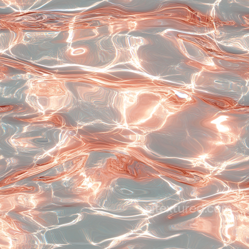 Seamless Stylized Reflective 3D Water PBR Texture with Warm Copper Highlights seamless Water PBR texture