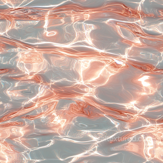 Seamless Stylized Reflective 3D Water PBR Texture with Warm Copper Highlights Water texture preview