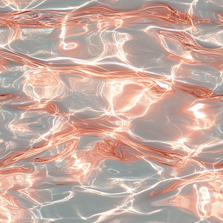 Stylized Reflective Water with Warm Copper Highlights seamless PBR texture preview