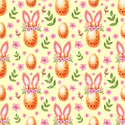 seamless Seamless 3D PBR Texture Featuring Painted Easter Eggs with Bunny Ears and Pink Floral Motif texture 8k free download PBR