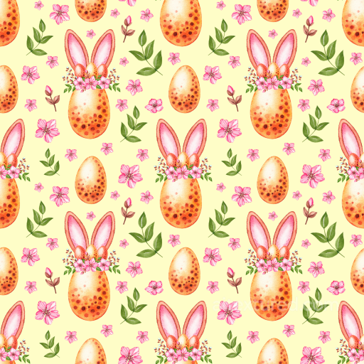 Featuring Painted Easter Eggs with Bunny Ears and Pink Floral Motif seamless All Christmas Digital paper PBR texture