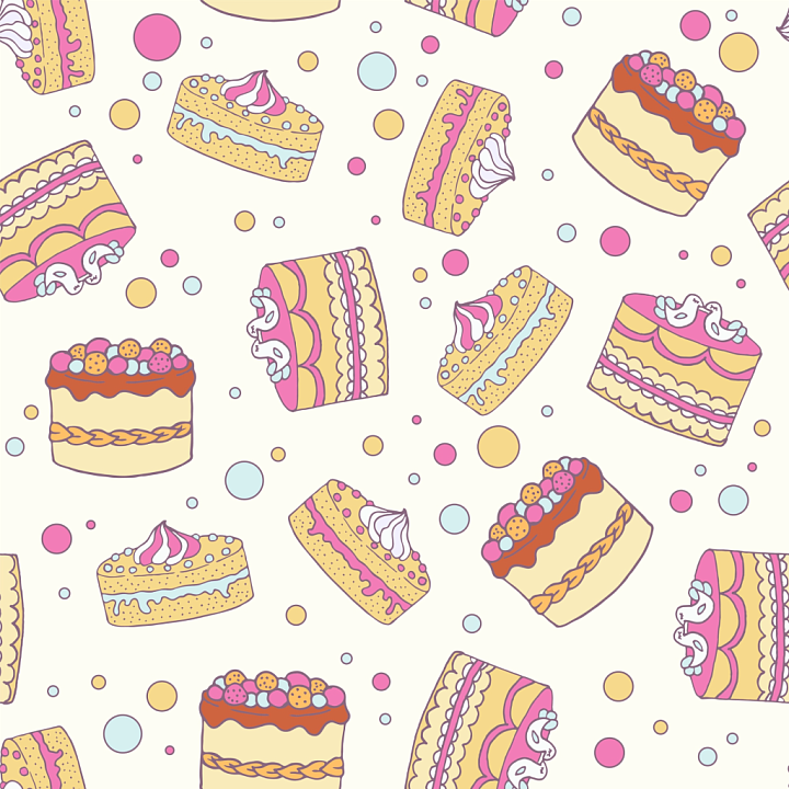 Birthday Cake Pattern with Colorful Sweets seamless PBR texture preview