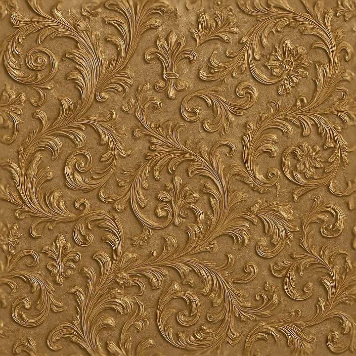 Baroque Ornate Wallpaper With Embossed Brocade And Metallic Satin Sheen seamless PBR texture preview